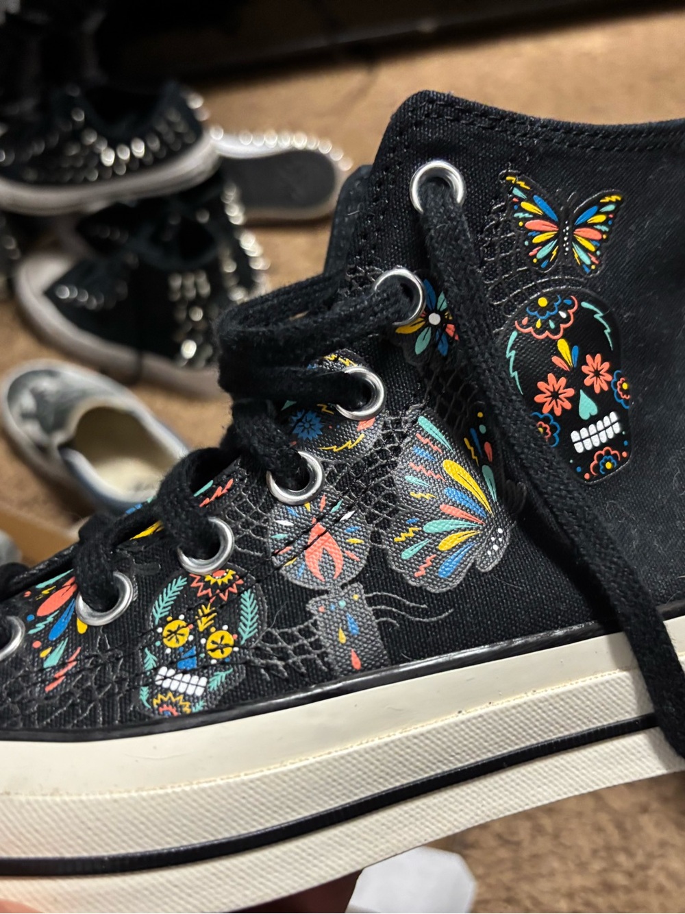 Converse Black High-Top day of the dead size Women’s 7 - Picture 4 of 8